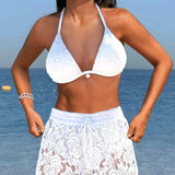 Marta - Elegante conjunto de bikini de encaje en color sólido