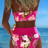 Eduarda - Bikini con diseño floral en contraste y detalle de abertura