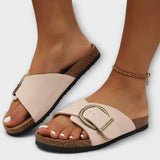Margarida - Sandalias de corcho femeninas con diseño de hebilla