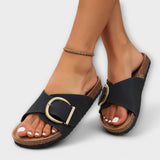 Margarida - Sandalias de corcho femeninas con diseño de hebilla