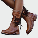 Botines de cuero con cordones