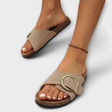 Margarida - Sandalias de corcho femeninas con diseño de hebilla