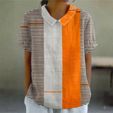 Lena - Camisa a Rayas con Diseño en Bloques de Color