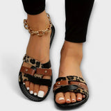Jenevra - Sandalias de leopardo con tiras entrelazadas