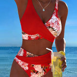 Eduarda - Bikini con diseño floral en contraste y detalle de abertura