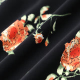 Glória - Vestido Midi Negro con Estampado Floral