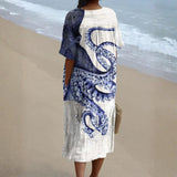 Oriana - Vestido con Diseño Oceánico