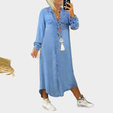 Maxi vestido de mezclilla con mangas largas