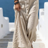 Flora | Maxi Vestido Sin Mangas con Capucha y Botones Frontales