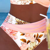 Eduarda - Bikini con diseño floral en contraste y detalle de abertura