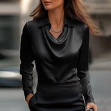 Inês - Blusa de Satén Elegante con Escote Sutil