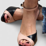 Noirella - Tacones Medios con Tira en el Tobillo