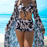 Paula - Set de Bikini de 3 Piezas con Diseño Estampado