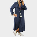 Maxi vestido de mezclilla con mangas largas