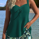 Beatriz - Conjunto de Tankini a Rayas con Pantalones de Playa de Dos Piezas