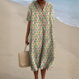 Eulállia - Vestido Retro Floral en Verde Agua