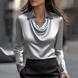 Inês - Blusa de Satén Elegante con Escote Sutil