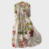 Vestido Largo con Diseño Botánico