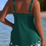 Beatriz - Conjunto de Tankini a Rayas con Pantalones de Playa de Dos Piezas