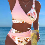 Eduarda - Bikini con diseño floral en contraste y detalle de abertura