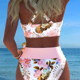 Eduarda - Bikini con diseño floral en contraste y detalle de abertura