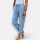 Sara - Pantalones de lino elástico de alta calidad