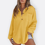 Inês - Blusa Túnica Liviana con Escote en V y Detalles de Botones