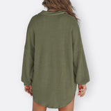 Inês - Blusa Túnica Liviana con Escote en V y Detalles de Botones