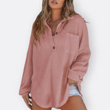 Inês - Blusa Túnica Liviana con Escote en V y Detalles de Botones