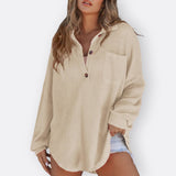 Inês - Blusa Túnica Liviana con Escote en V y Detalles de Botones