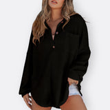 Inês - Blusa Túnica Liviana con Escote en V y Detalles de Botones