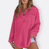 Inês - Blusa Túnica Liviana con Escote en V y Detalles de Botones