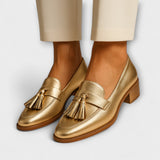 Zapatos Mocasines Dorados para Mujer