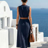 Júlia | Vestido Midi con Detalle de Contraste