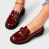 Mocasines de Charol Negros para Mujer con Lazo