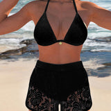 Marta - Elegante conjunto de bikini de encaje en color sólido