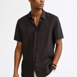Camisa de Botón con Cuello Abierto