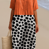 Penélope - Vestido Naranja con Detalles en Contraste