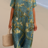 Mara - Vestido Floral en Verde y Aguamarina