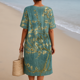 Mara - Vestido Floral en Verde y Aguamarina