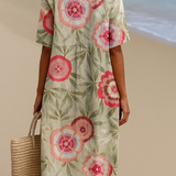 Margarida - Vestido Floral con Diseño de Hojas y Mandala