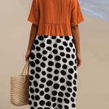 Penélope - Vestido Naranja con Detalles en Contraste