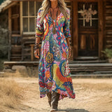 María - Vestido Casual de Manga Larga con Toque Vintage