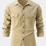 Camisa de Mezcla de Denim con Botones