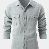 Camisa de Mezcla de Denim con Botones