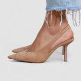 Marlena - Zapatos de tacón fino tipo slingback en tono nude