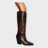 Botas Elegantes con Diseño de Crocodrilo y Tacón