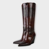 Botas Elegantes con Diseño de Crocodrilo y Tacón