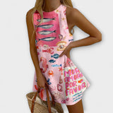 Inês - Vestido Mini Rosa con Diseño Miraba