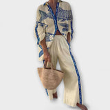 Inês - Conjunto de Pijamas con Diseño de Peces en Azul
